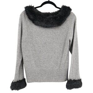 Garnet Hill Angora Woool Sweater Womens M Gray Rich Auntie Core Loud Luxury Twee